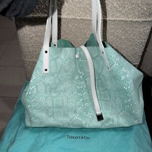 Tiffany & Co. Mint Green Snake-Embossed Leather Tote reversible